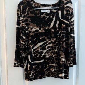 Chico's Black and Brown Animal Print Women's Top
